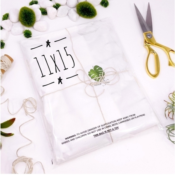 25 11x15 SUFFICATION WARNING CLEAR POLYMAILER BAGS - Picture 1 of 4